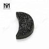 Piedra de moda de ágata druzy negra con forma de luna para colgante