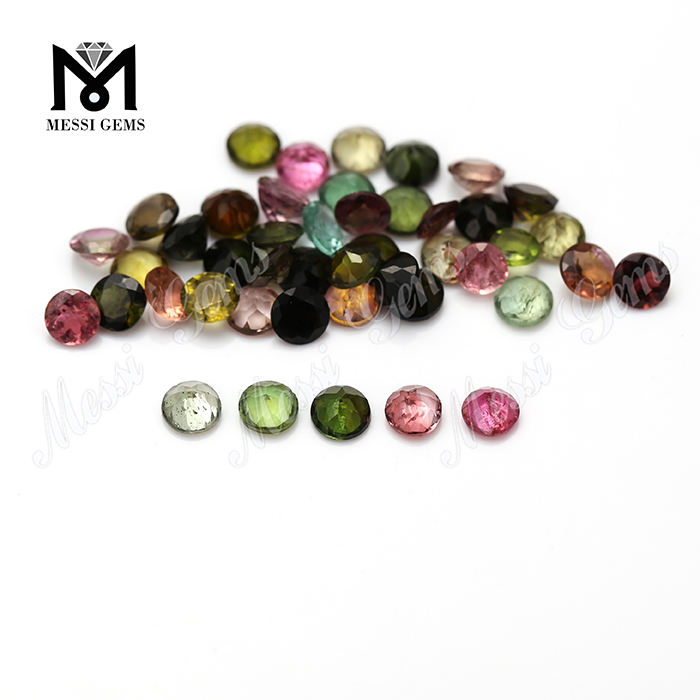 Precio de turmalina natural de corte brillante redondo multicolor