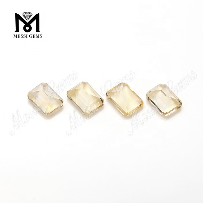 Piedras preciosas naturales de citrino de corte esmeralda de 6x8 mm, piedras de cuarzo sueltas