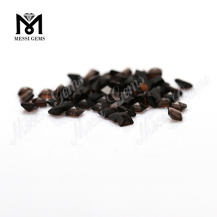 Piedras sueltas de cuarzo ahumado natural de tamaño pequeño de corte princesa de 3x3 mm