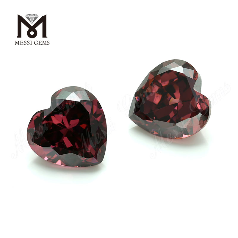 Fábrica de Wuzhou, gemas sueltas de alta calidad, corazón de zirconia cúbica de 6mm, Rodolita