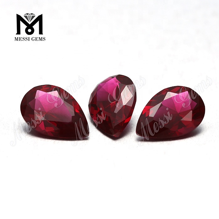 Suelta 8 * 12 mm Corte de pera Color rojo rubí Piedras nano sueltas