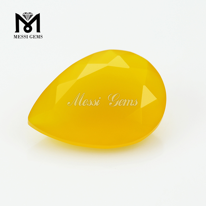Piedras preciosas de ágata amarilla de 10x14 mm con corte de pera