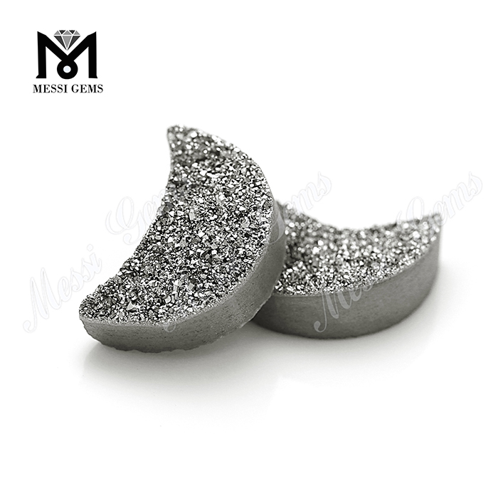 Venta al por mayor de piedra de ágata drusa natural de color plata para la fabricación de joyas