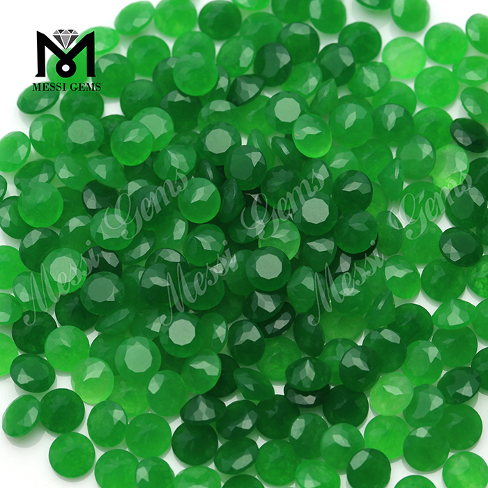 Gemas de jade verde redondas de corte natural de 8,0 mm para engaste de joyas