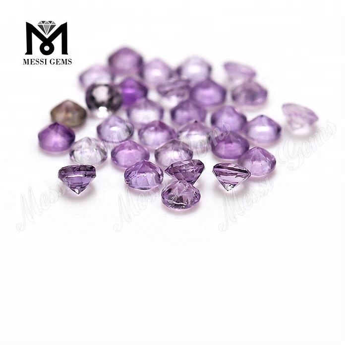 Precio de fábrica en existencia, piedra de amatista natural redonda de 1,5mm
