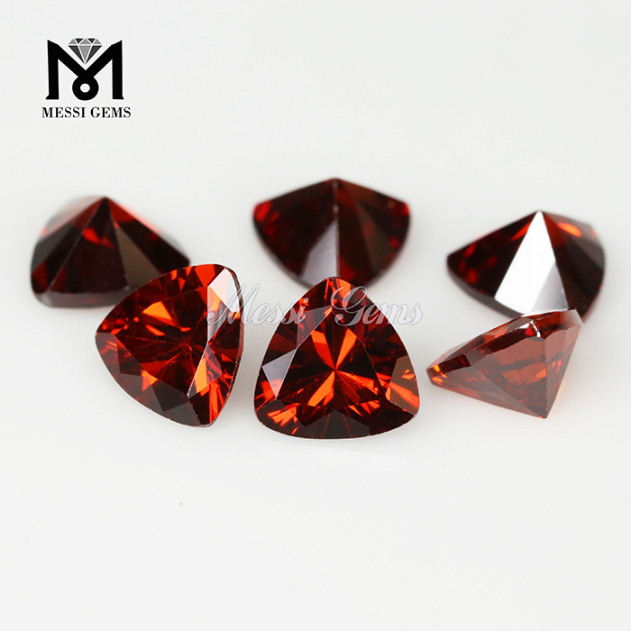 12 x 12 mm Piedra de circonita cúbica color granate talla trillón