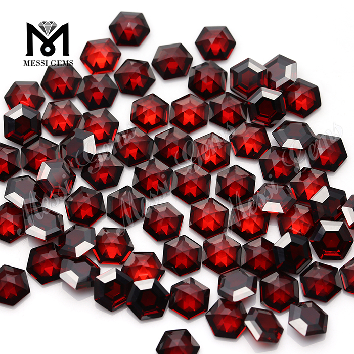 piedras en forma de hexágono piedras de diamante de circón sintético en color granate