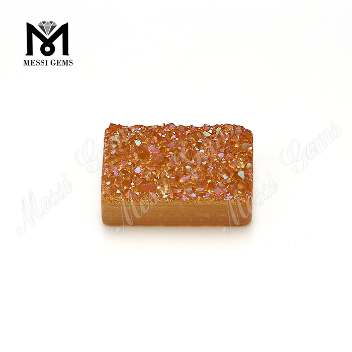 Piedra Druzy chapada en baguette de piedra de ágata de color ámbar al por mayor