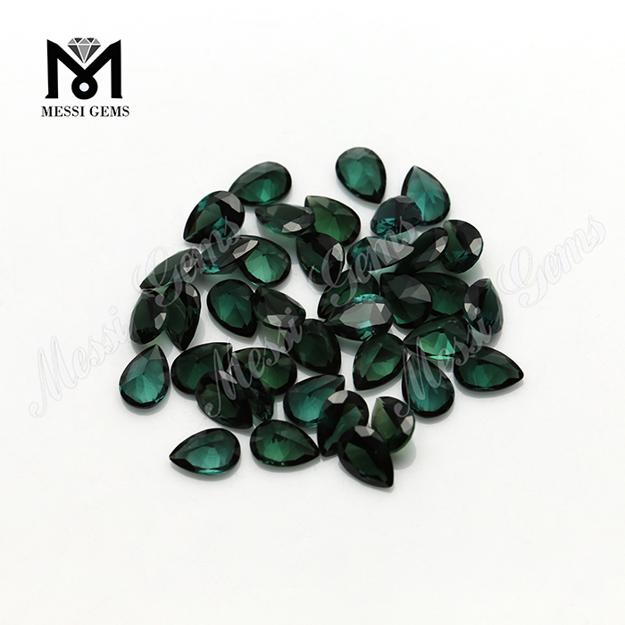 espinela de pera de piedras preciosas verdes hechas en laboratorio para la fabricación de joyas