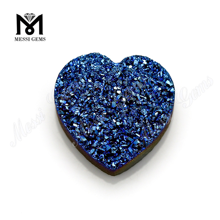 Druzy Natural en forma de corazón 12x12mm azul Druzy ágata piedra suelta