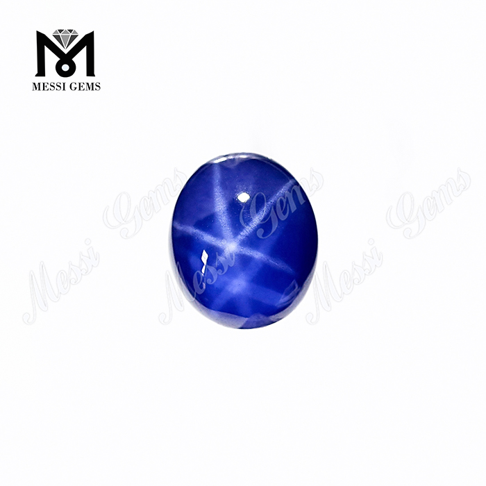 Zafiro de estrella azul de piedra preciosa de zafiro de forma ovalada de 7x9 mm para anillo