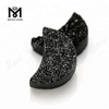 Piedra de moda de ágata druzy negra con forma de luna para colgante