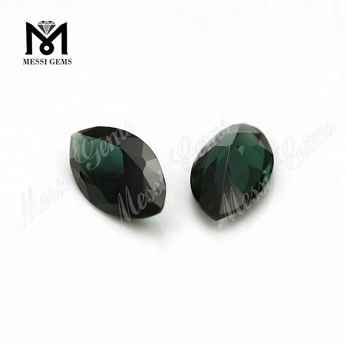 Piedra preciosa suelta #152 Marquise Cut Piedra de espinela sintética verde oscuro