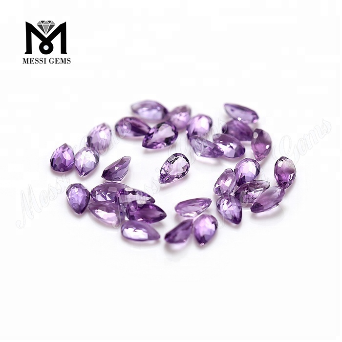 Precio de fábrica, piedra de amatista natural suelta cortada en pera de 3x5mm, precio