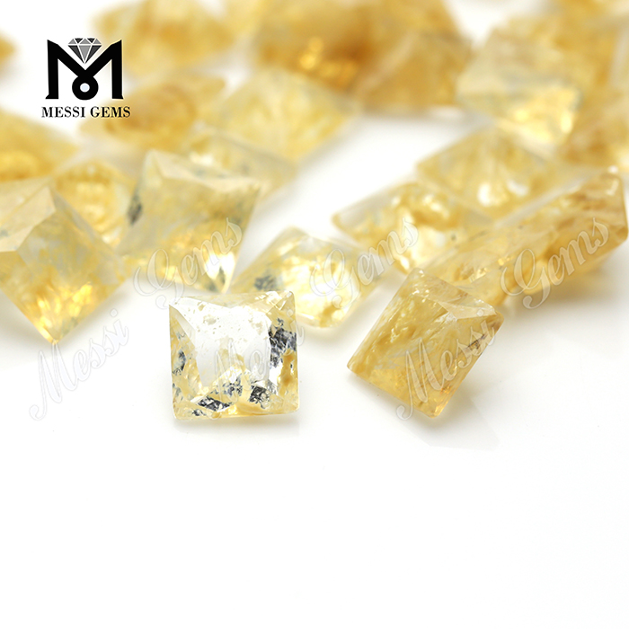 Piedra preciosa de cristal de cuarzo rutilado de corte cuadrado de 9x9MM a precio de fábrica