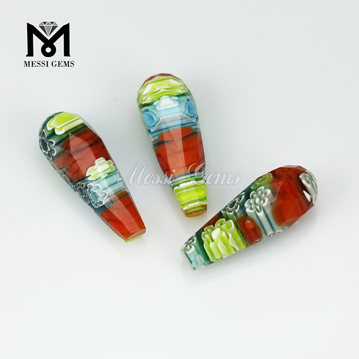 formas de gota con diferentes colores Murano frost bead Millefiorie