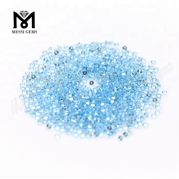 Piedras preciosas sueltas naturales de topacio azul de forma redonda de tamaño pequeño de 1,5 mm