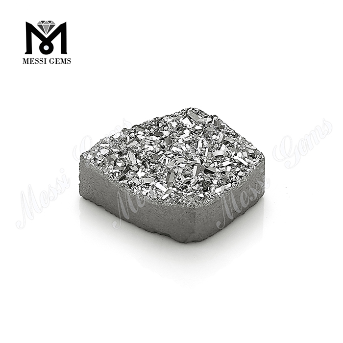 Druzy de plata natural Druzy de ágata plana al por mayor para colgante