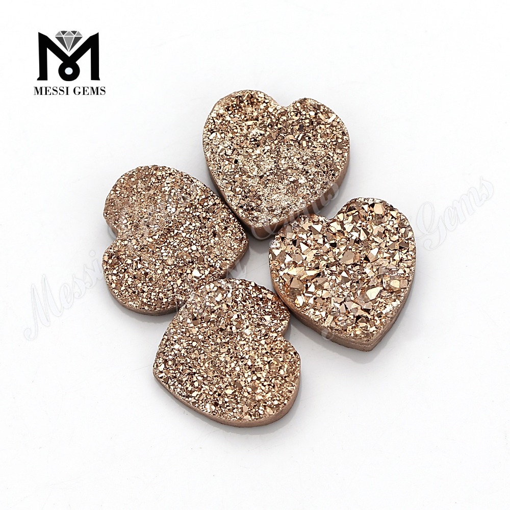 formas de corazón pulir piedras de ágata drusa drusa de oro rosa