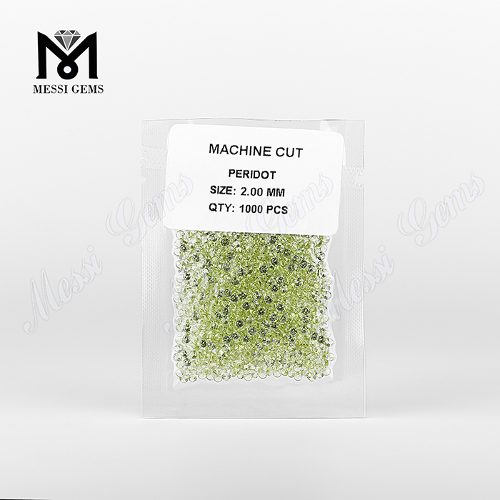 Peridoto natural de piedras preciosas redondas de 2,0 mm a precio mayorista