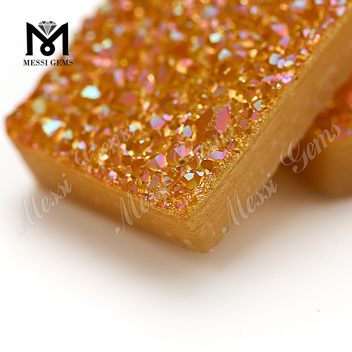 Piedra Druzy chapada en baguette de piedra de ágata de color ámbar al por mayor