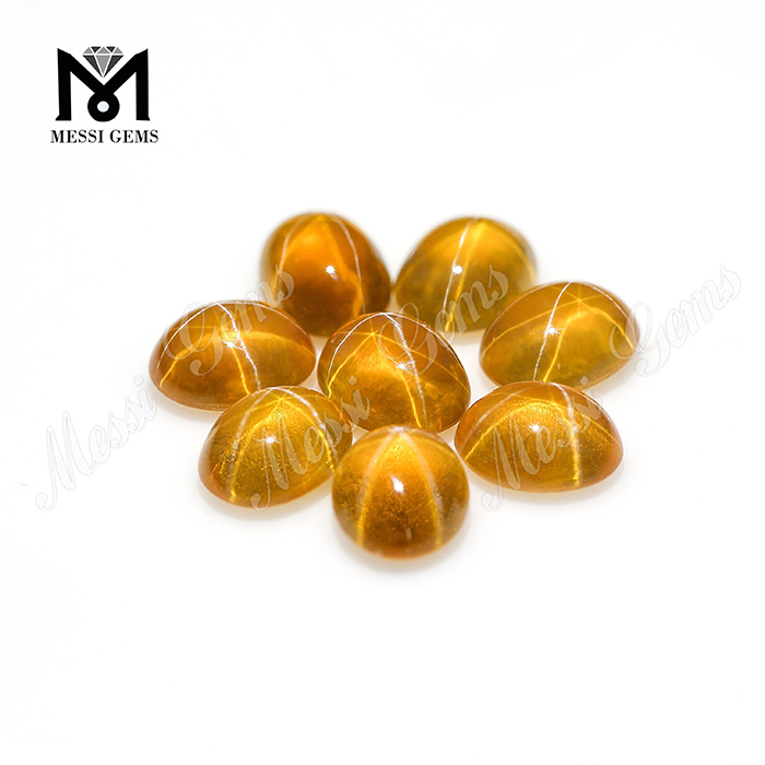 Zafiro creado en laboratorio Cabujón ovalado 7x9 mm Zafiro estrella amarillo