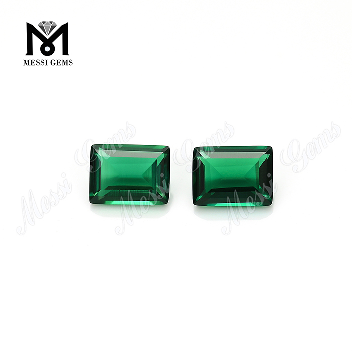 Piedra Preciosa Suelta Creada Esmeralda Forma Rectángulo Esmeralda Hidrotermal