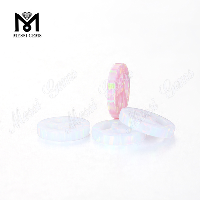 Piedras preciosas en forma de paz en forma de cabujón de color rosa piedras de ópalo sintéticas