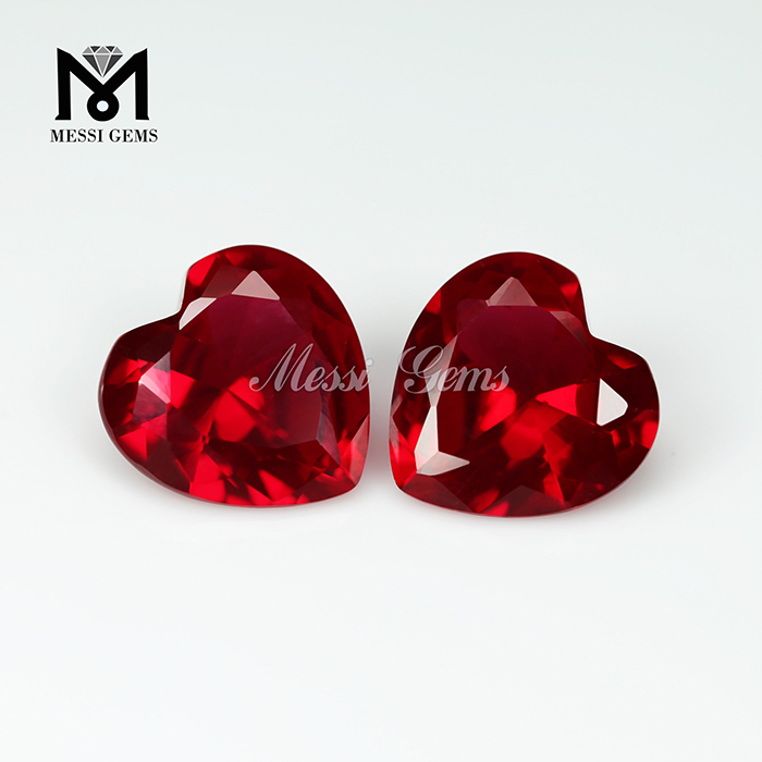 Precios de rubíes de fábrica en forma de corazón de rubíes sintéticos de piedras preciosas sueltas