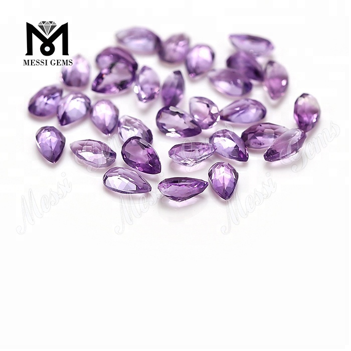 Precio de fábrica, piedra de amatista natural suelta cortada en pera de 3x5mm, precio