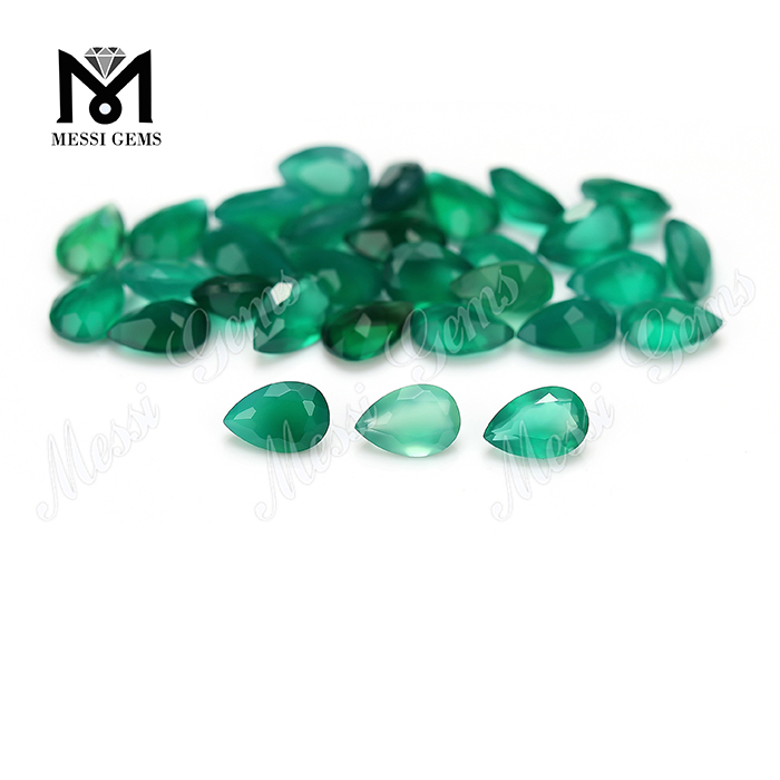 Ágata Natural, precio de fábrica, forma de pera, piedra de ágata verde para anillo