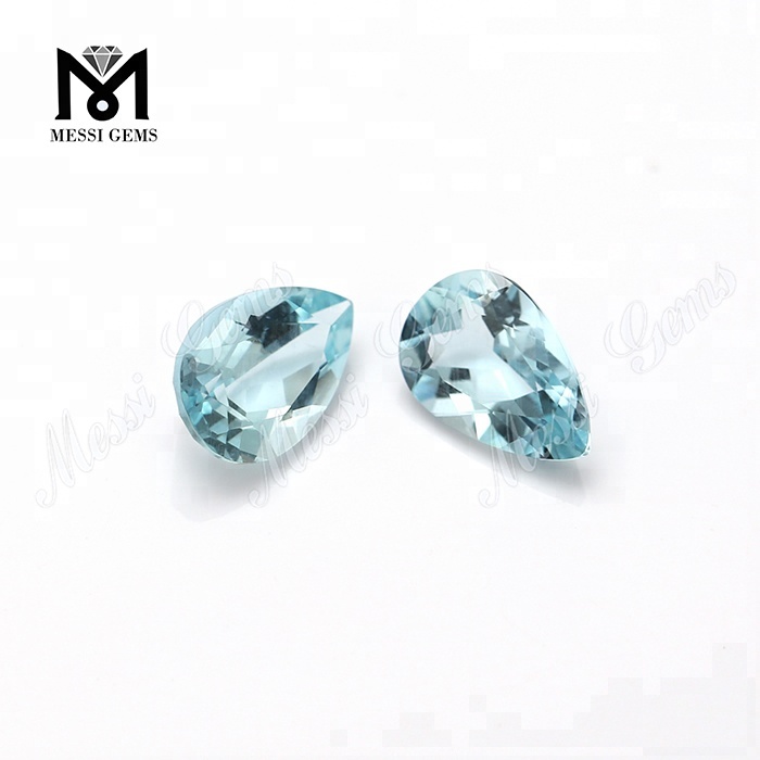 Fábrica de Wuzhou piedras preciosas sueltas 8*12mm pera aguamarina precio de piedra