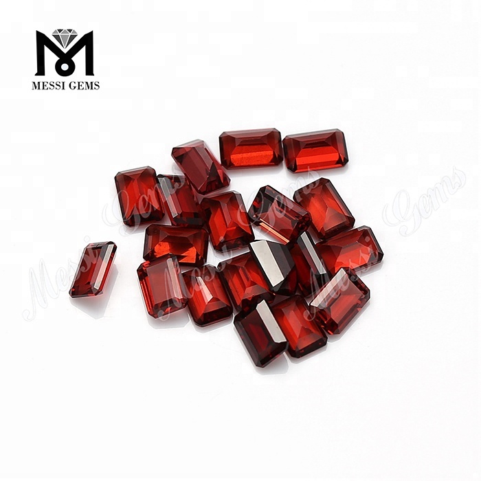 Venta al por mayor de piedra granate roja natural de corte esmeralda de 4*6mm