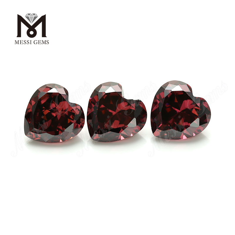 Fábrica de Wuzhou, gemas sueltas de alta calidad, corazón de zirconia cúbica de 6mm, Rodolita