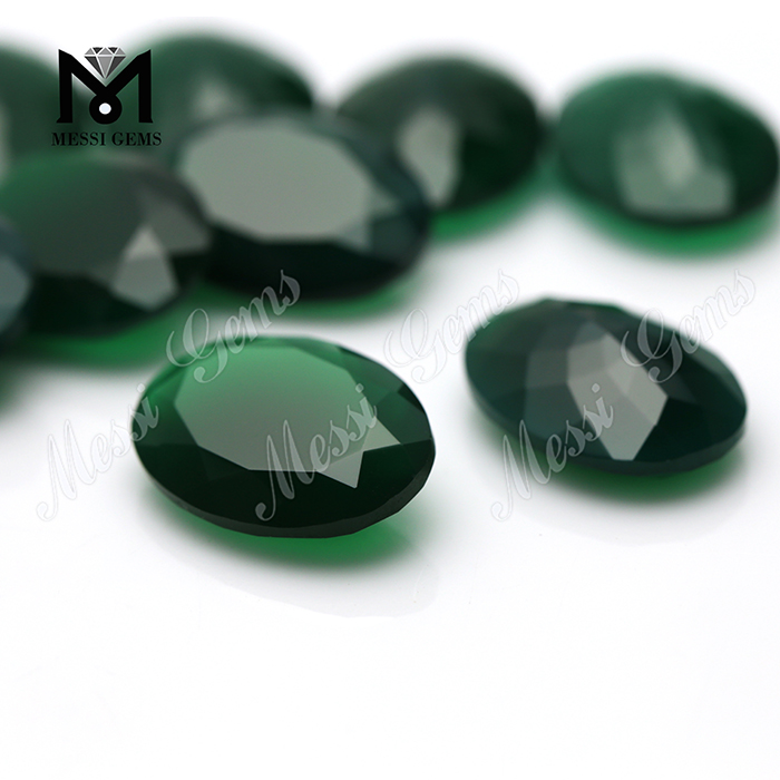 Precio de venta caliente Cuentas de ágata Piedra preciosa de corte ovalado Piedra de ágata verde de Brasil