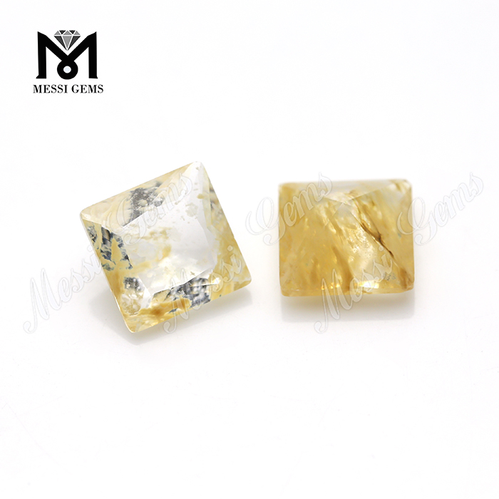 Piedra preciosa de cristal de cuarzo rutilado de corte cuadrado de 9x9MM a precio de fábrica