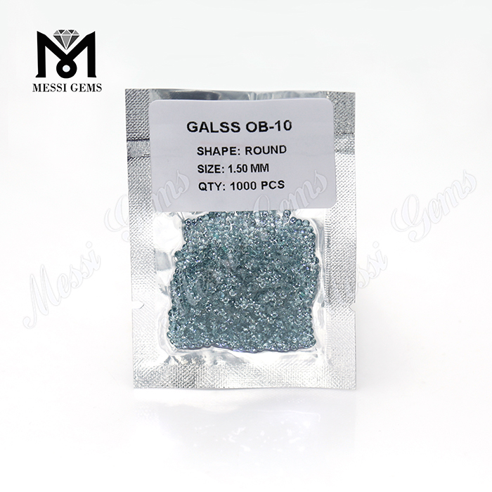 Piedra de cristal redonda de 1,5 mm de tamaño pequeño de color azul de calidad