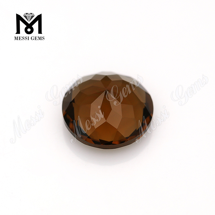 piedras redondas de cristal facetado de cuarzo coñac de gran tamaño de 12 mm