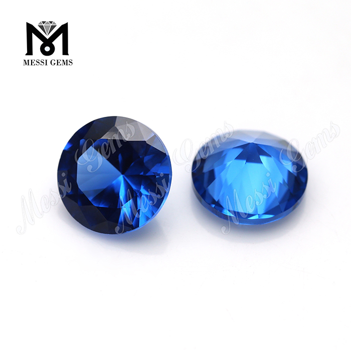 Piedra de zafiro sintético azul claro de espinela n.° 119 de corte brillante redondo de China