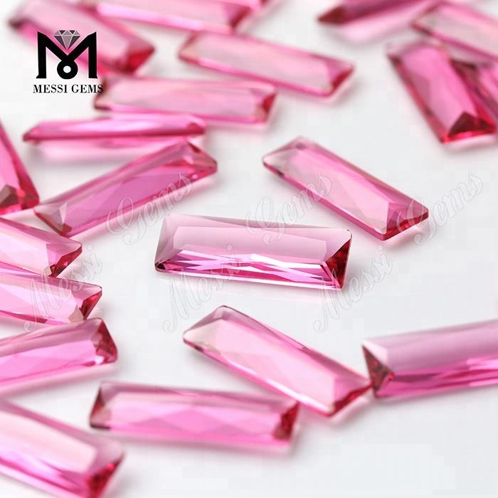 venta al por mayor piedra de cristal de baguette de zafiro rosa de 8x24 mm