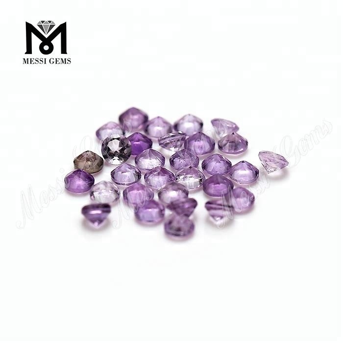 Precio de fábrica en existencia, piedra de amatista natural redonda de 1,5mm