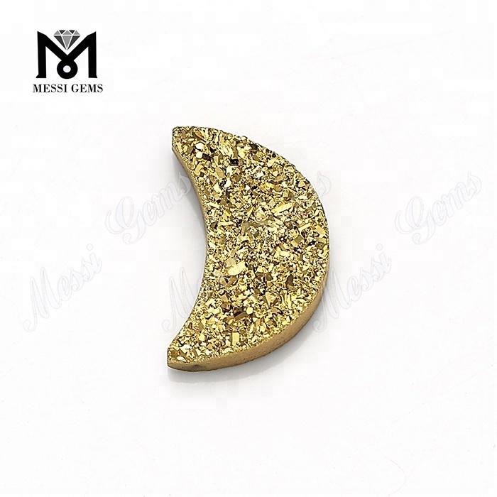 Venta al por mayor de piedra de ágata drusa natural de oro de 24 quilates para la fabricación de joyas
