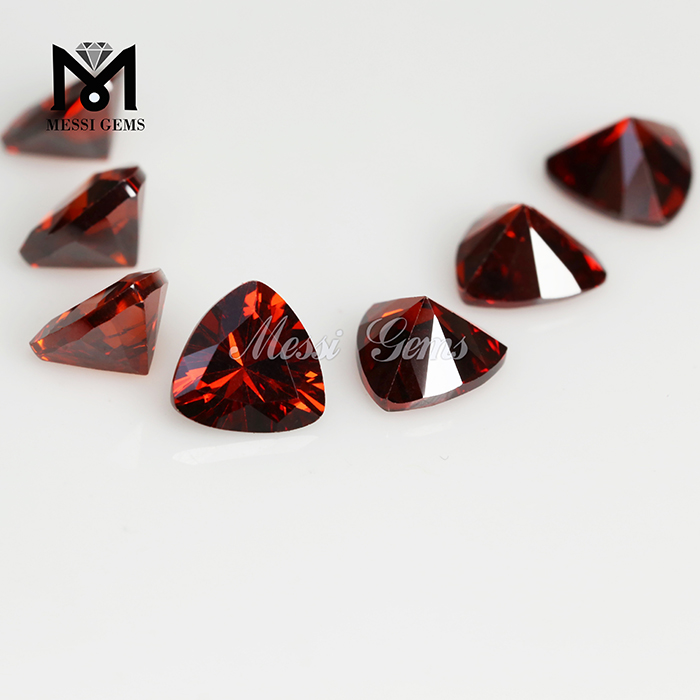 12 x 12 mm Piedra de circonita cúbica color granate talla trillón