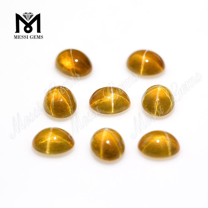 Zafiro creado en laboratorio Cabujón ovalado 7x9 mm Zafiro estrella amarillo