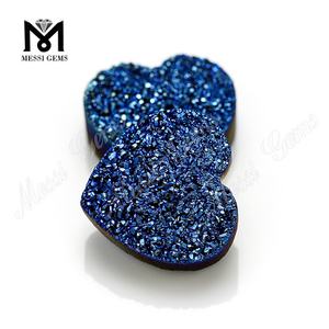 Druzy Natural en forma de corazón 12x12mm azul Druzy ágata piedra suelta