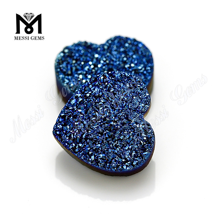 Druzy Natural en forma de corazón 12x12mm azul Druzy ágata piedra suelta