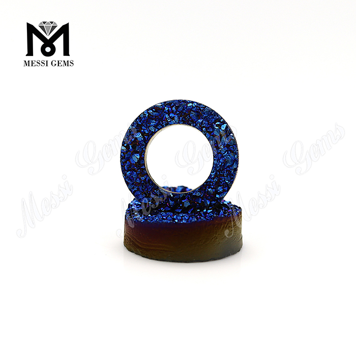Abalorios Druzy de ágata de piedras preciosas sueltas Piedra Druzy azul de 10 mm