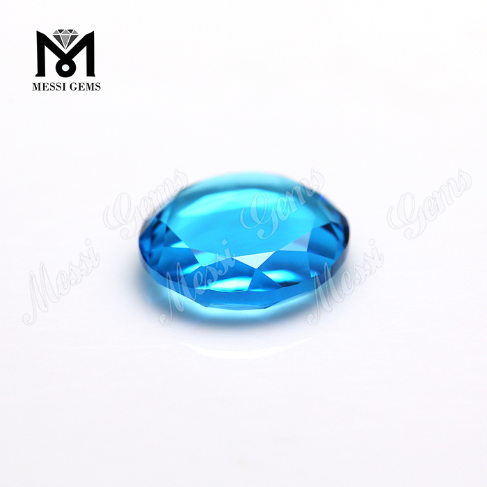 Piedra de cristal tallado ventana grande ovalada azul agua