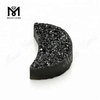 Piedra de moda de ágata druzy negra con forma de luna para colgante